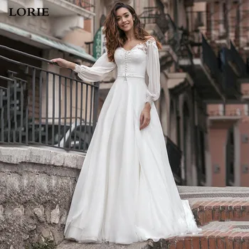 

LORIE 2 Pieces Bohemian Wedding Dress Puff Sleeve Bridal Gowns Vestido De Novia Lace Country Wedding Gown Custom Made