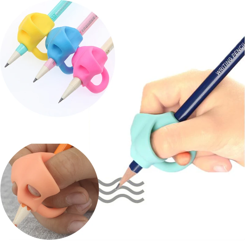 

3 Sets of Writing Kindergarten Children Silicone Correct Finger Writing Help Grip Corrective Beginners Pen Position Kpop Sticker