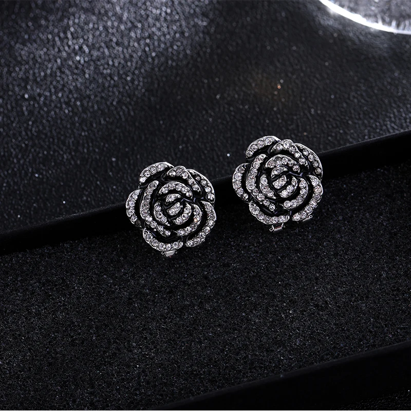 Luxury Brand Designers Jewelry Camellia Flower Earring Fashion Gold Color Stud Earring For Women