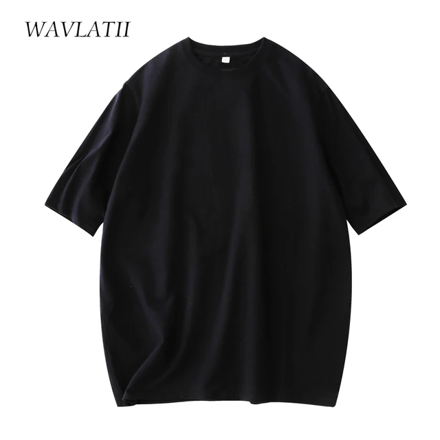 WAVLATII Women New Cotton T shirts Female Soft White Black Tees Lady Plus Size Basic Tops