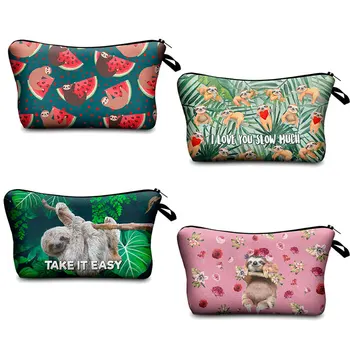 

Women Makeup Bag Cases Printing Cute Animal Monkey Sloth Toiletry Bag Organizer Pouches For Travel Ladies Pouch Cosmetic Bag