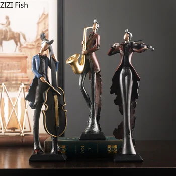 

Nordic Simplicity Musician Statue Resin Portrait Ornament Saxophone Violin Guitarist Figurine Desk Decoration Vintage Home Decor