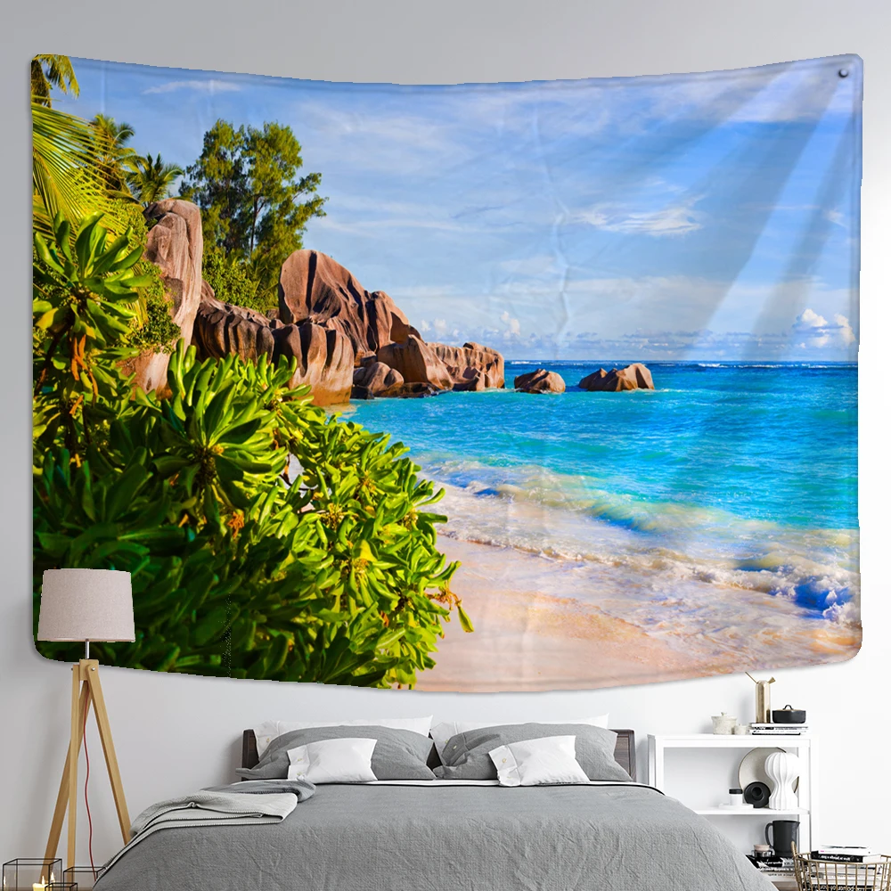 Tapestry Decor Landscape Painting Tapestry Wall Hanging Colorful Natural Scenery Bohemian Travel Mattress Studio Living Room Art Decor