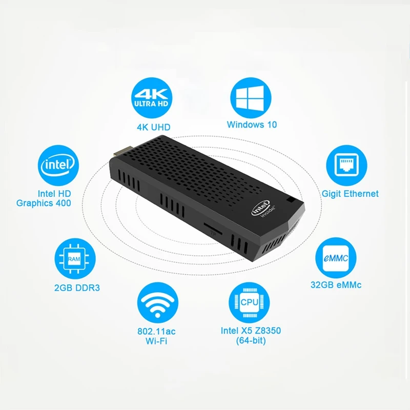T6 Pro Stick мини ПК карманный компьютер мини Безвентиляторный Windows 10 2 Гб Ram 32 ГБ Rom Intel Atom X5-Z8350 4K Bt4.0 Wifi Usb 3,0