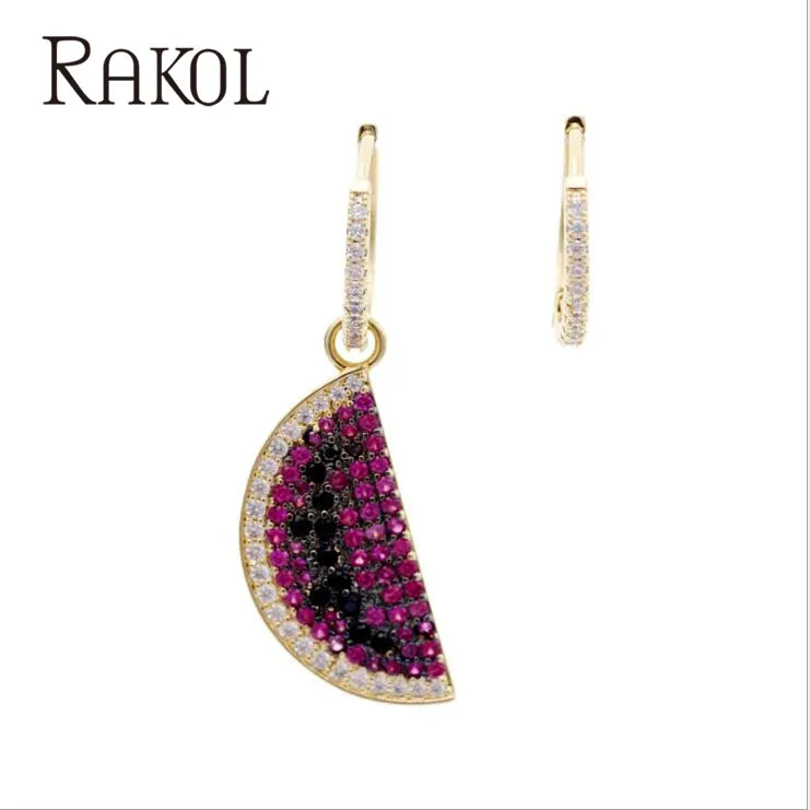 RAKOL New Fashion Cactus Shape Cubic Zircon Personality Exaggeration Earrings For Women Girl Party Dress Jewelry RE510136 - Окраска металла: Red