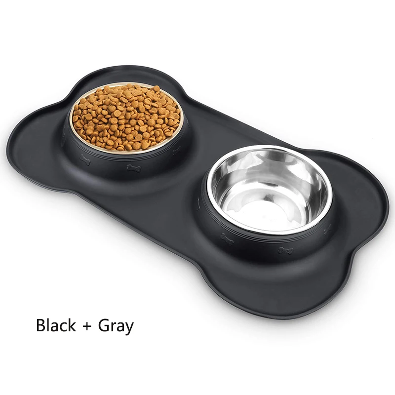 Pet Dog Puppy Cat Feeding Stainless Steel Dish Pet Drinking Bowl Food Feed Placement Dog Accessories Anti-overflow Tableware