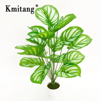 

68cm 18 Forks Tropical Monstera Large Artificial Tree Fake Palm Plants Branches Plastic Leaves False Tree For Home Garden Decor