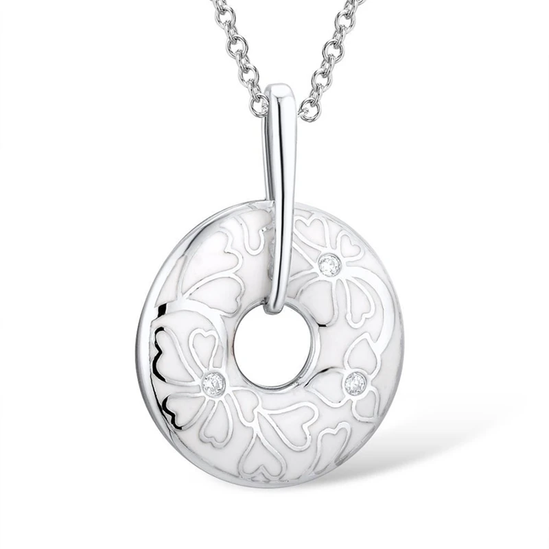 Jewelry Set For Women Enamel Flower CZ Ring Earrings Pendant