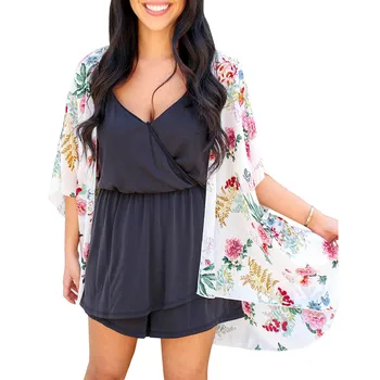 

Women Jacket Women's Fashion Spring Womens Long Sleeves Flowers Printing Cardigan Smock Blouse Easy Tops #40%