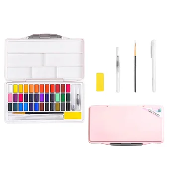 

Solid Reusable Painting Drawing Palette DIY Water Brush Watercolor Paint Set Students Artists School Stationery Pigment Gift