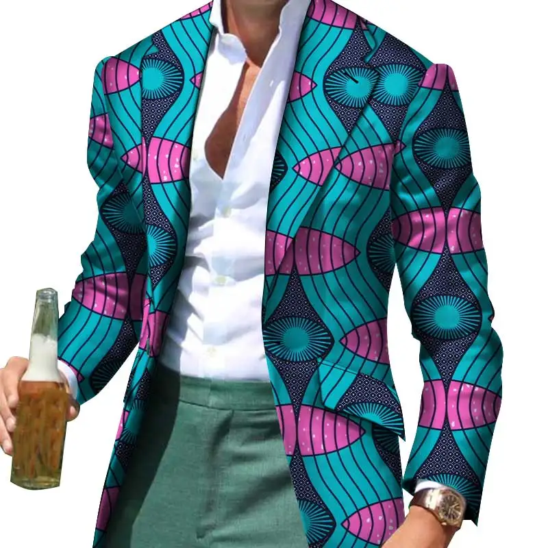 Африканская Мужская одежда, умный Повседневный приталенный нарядный костюм, Блейзер, пиджак, деловое пальто, Дашики, вечерние, свадебные WYN530