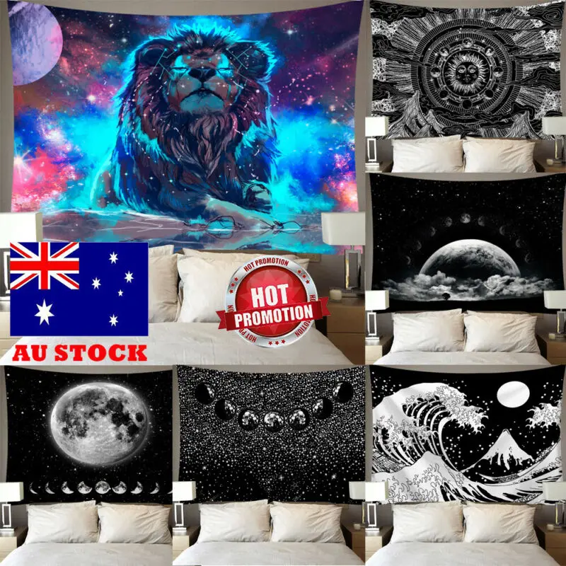

Tapestry Wall Hanging Polyester Lion Moon Pattern Blanket Tapestry Home Decor