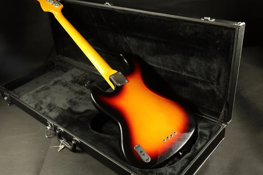 Free Shipping 5 Strings Jazz Electric Bass Guitar Sunburst Color Rosewood Fingboard Active Pickups