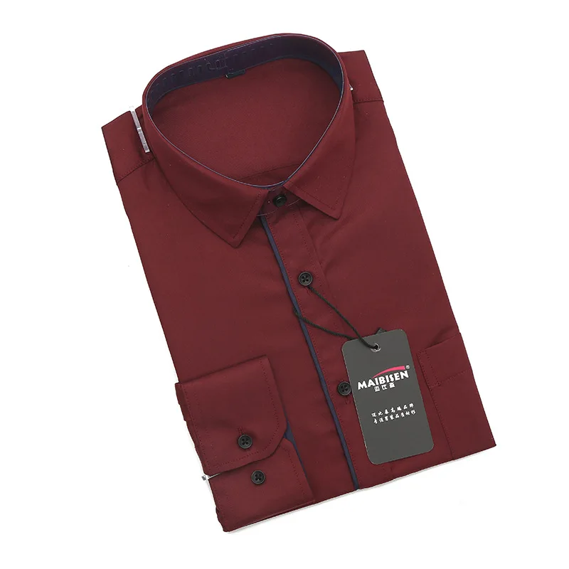 Red shirt Приталенная рубашка с длинными рукавами, молодежная трендовая однотонная деловая рубашка, рубашки для мужчин, мужская рубашка, мужские рубашки, рубашки, мужская одежда - Цвет: Red shirt
