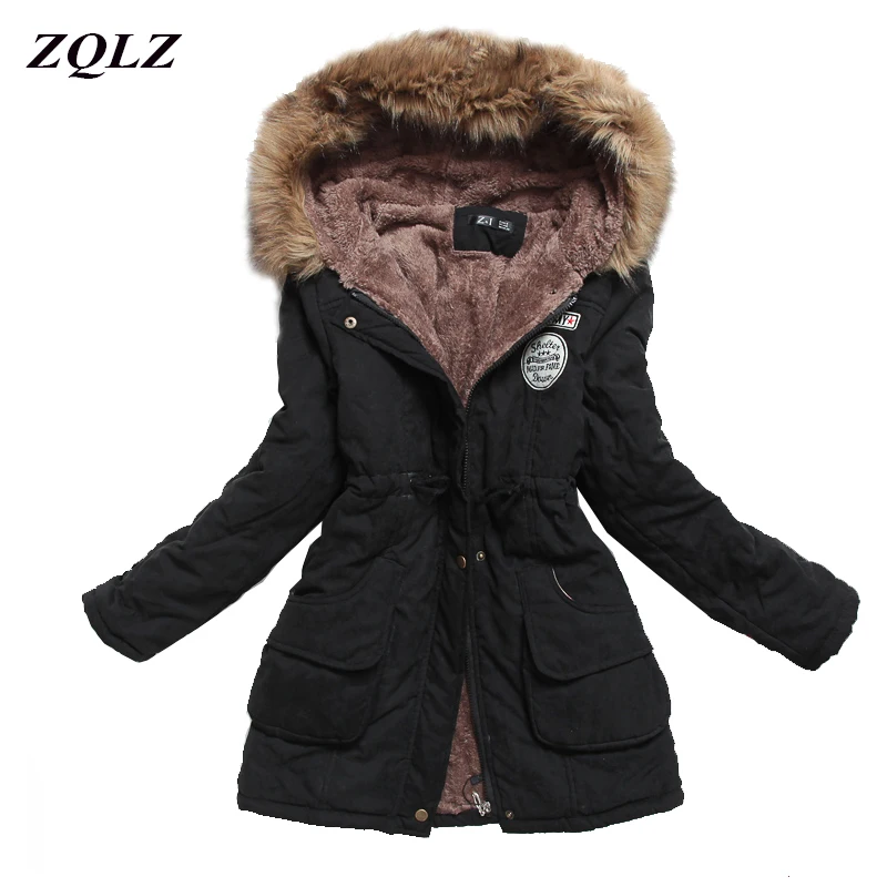 ZQLZ Casacos De Inverno Feminino 2020 новый тонкий с капюшоном Теплый Хлопок Jaqueta Feminina
