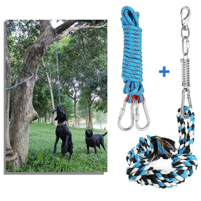 

Spring Pole Dog Rope Toys with a Big Spring Pole Kit, Strong Dog Rope Toy Rope for Pitbull & Medium to Large Dogs Outdoor Hangin
