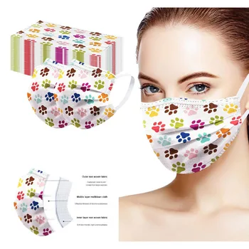 

10pcs Disposable Unisex Printed Christmas Soft Masks For Adults 3-layer Masks Breathable Haze Proof Protective Mouth Face Mask