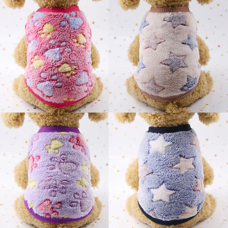 Winter Fleece Dog Vest Warm Pet Clothes for Small Dog Cartoon T-shirt Soft Puppy Dogs Clothing Shirt Vest Chihuahua Clothes 30