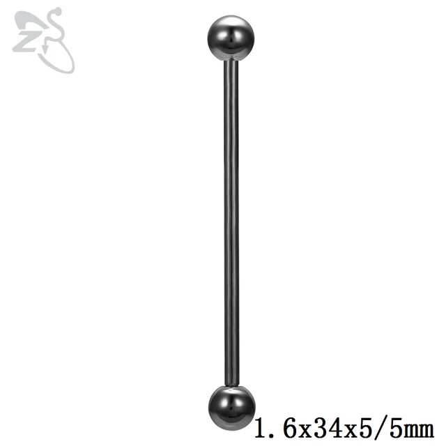 ZS 1 PC Colorful Stainless Steel Long Industrial Barbell Ring For Women Men 14g Snake Ear Tragus Helix Ear Piercing Body Jewelry Style 2