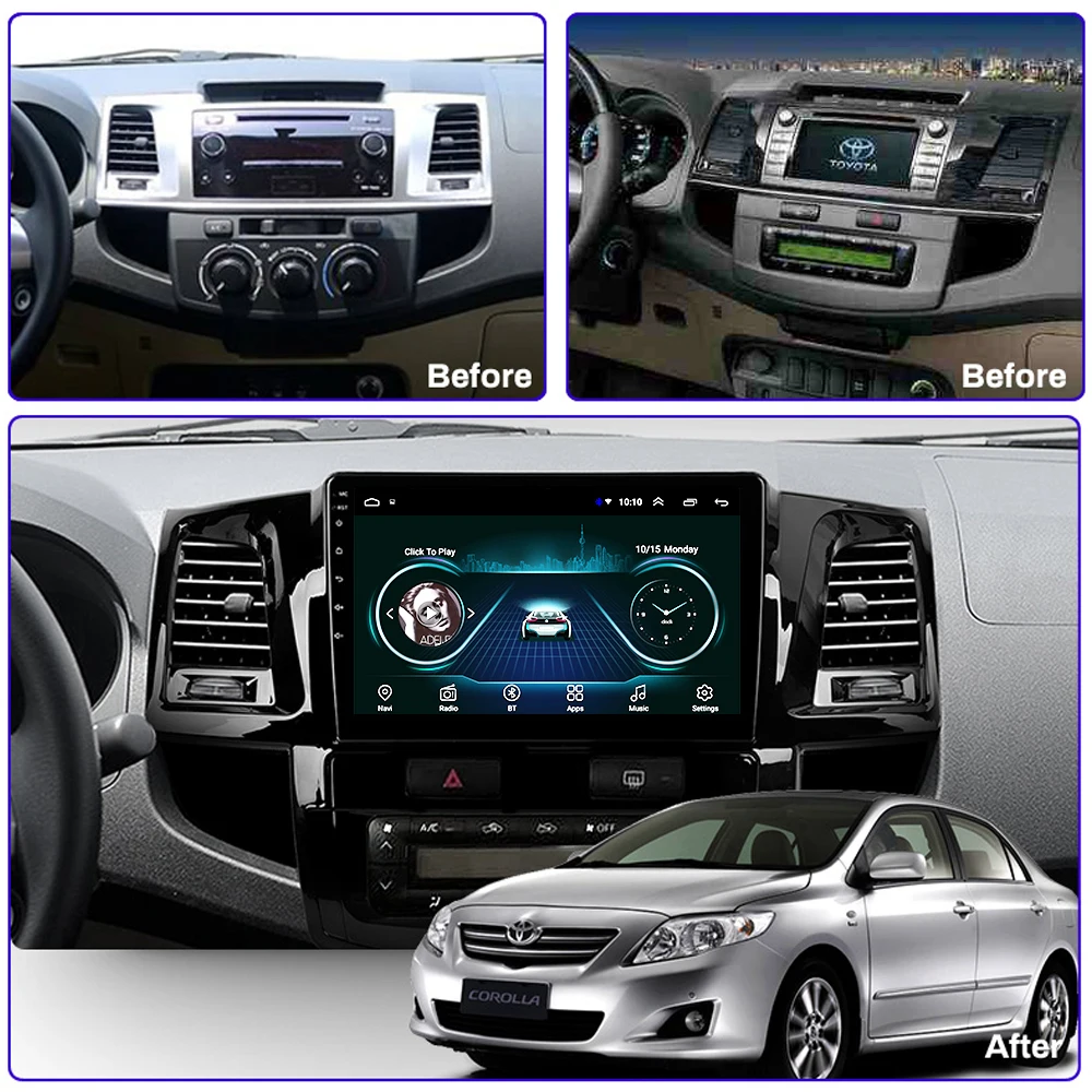 Discount Car Radio for toyota Fortuner Hilux 2007-2015 Android 8.1 HD Touch Screen 9 inch with Bluetooth USB support SWC rear view cam 3