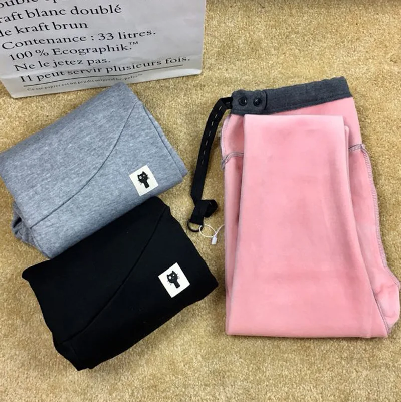 

Maternity Pants 2019 Autumn And Winter Brushed And Thick Versatile Kitten Pink Velvet Leggings