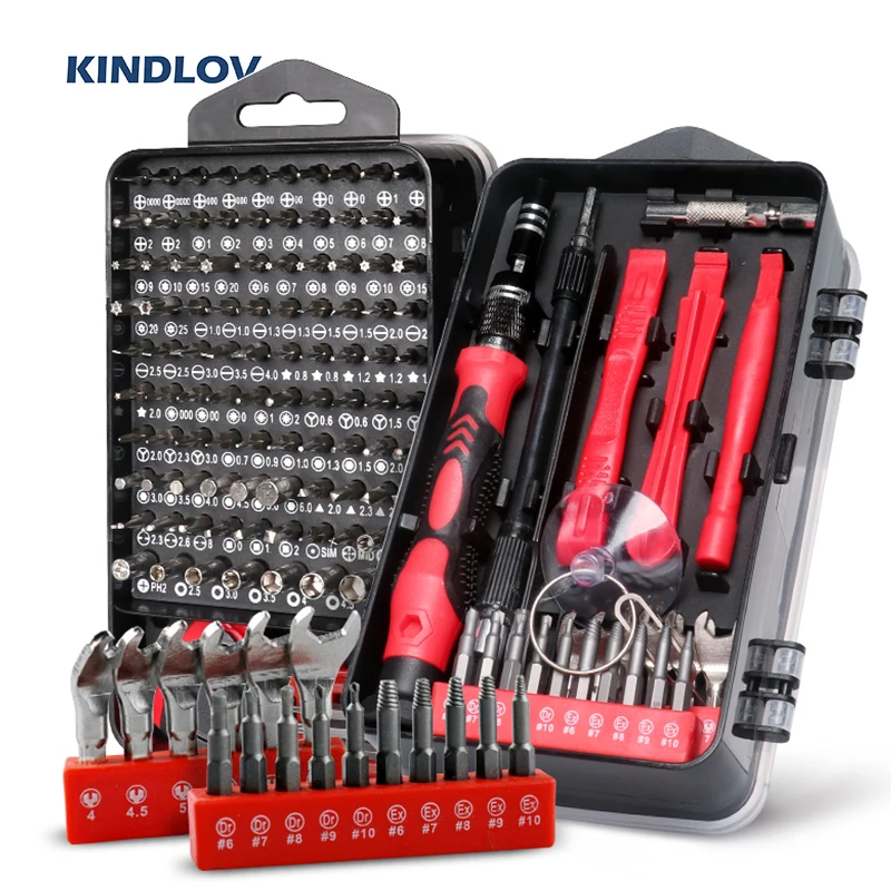 KINDLOV – jeu de tournevis 138 en 1, Kit d'embouts de vis Phillips Torx magnétiques avec tournevis électriques, clé de réparation téléphone outils PC