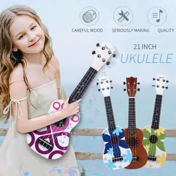 

21 Inches New Ukulele Kids Acoustic Guitar 6 Strings Student Hands-On Ability Kids Toys Guitar Gift Handicrafts Instrument