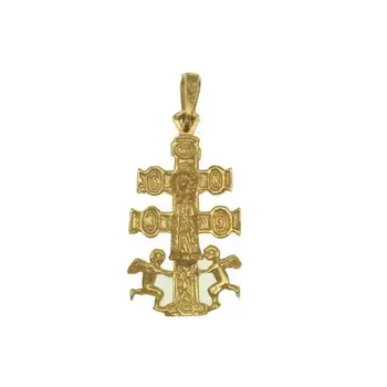 

Cross of caravaca large reinforced yellow gold embossed double