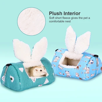 

Winter Hamster Bed Cute Ears Squirrel House Hamster Warm Hammock Flying Cotton Nest Warm Sleeping Bag