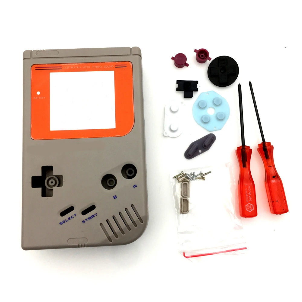 Для Gameboy игровой мальчик оригинальная консоль полный Чехол, Корпус Замена для Nintendo Gameboy классический для GBO консоли - Цвет: Серый