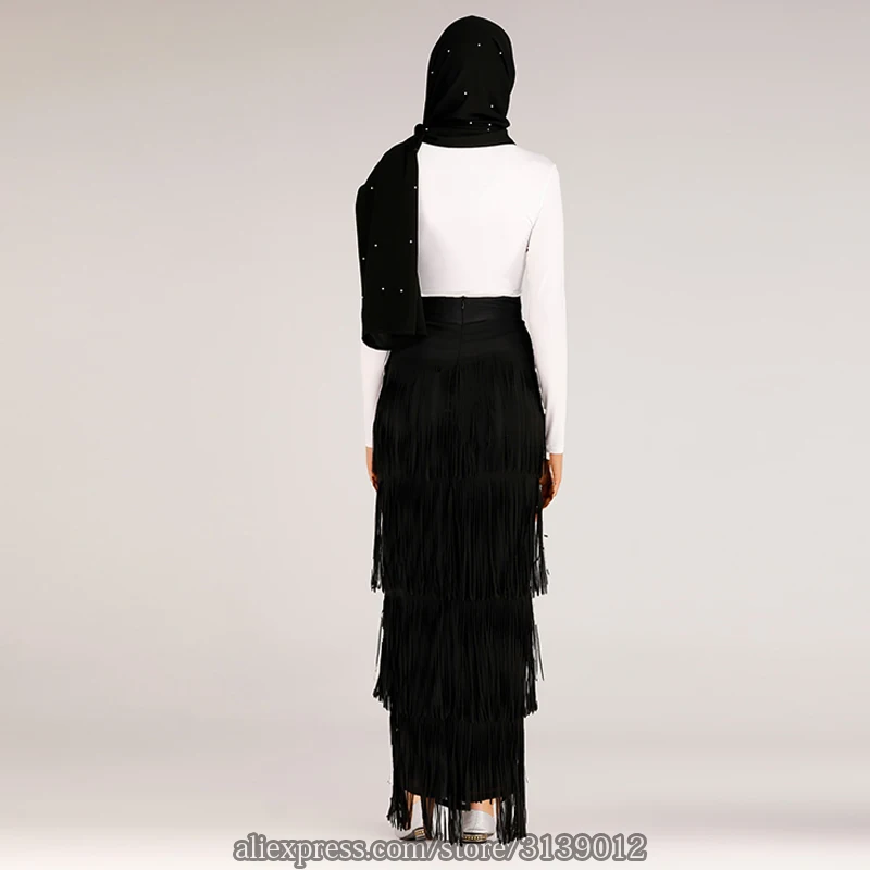 Plus Size Long Pleated Skirt Winter Tassel High Waist Long Skirt Clothing Jupe Longue Femme Ladies Skirts For Women