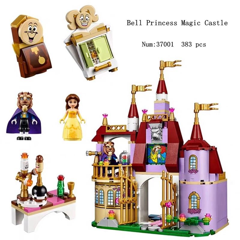 

37001 beauty and the beast Bell Princess magic castle set small particles building blocks children's educational toys gifts