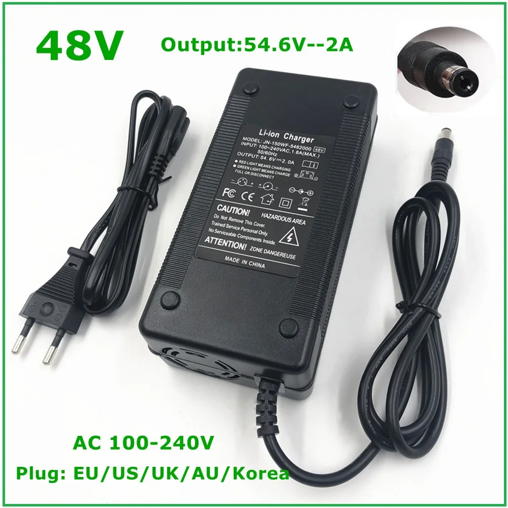 

54.6V 2A Battery Charger For 13S 48V Li-ion Battery Electric Bike Lithium Battery Charger High Quality Strong Heat Dissipation