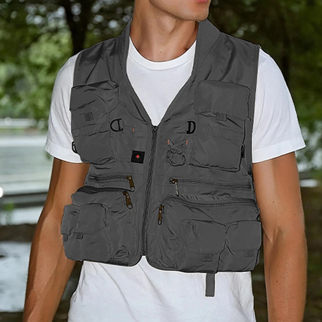 Men's Fishing Vest Photography Work Multi-Pockets Outdoors Journalist's Vest Jacket