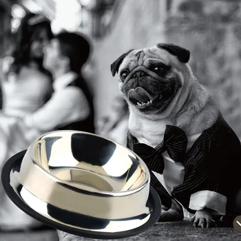 

Non Slip Stainless Steel No tip Non SLIP Dog Puppies Feeding Bowl Pet Food Water Bowl Dish12/32/64oz Drink Water Bowl