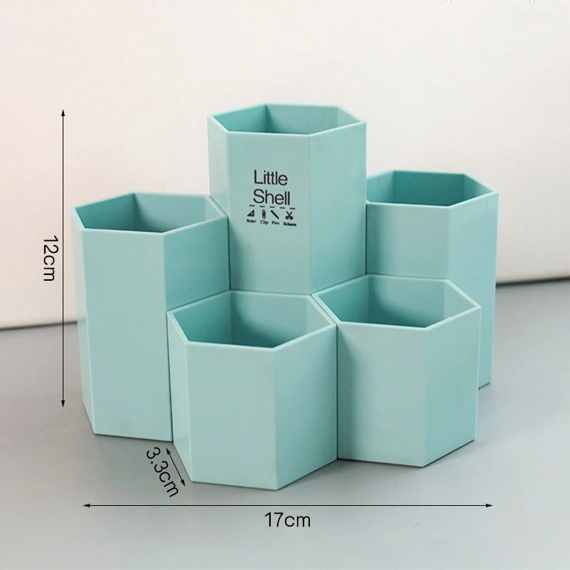 Cute Hexagonal Pen Holder Desk Pen Case Large Capacity Pencil Storage Box Desktop Organizer  School Office Stationery