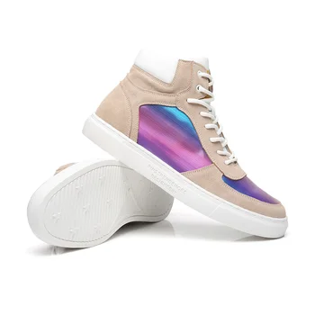 

Lace Up Mens Vulcanize Shoes Size 6~10 Black High Top Man Sneakers Patchwork Boys Fashion Footwear Students Running Shoes Autumn