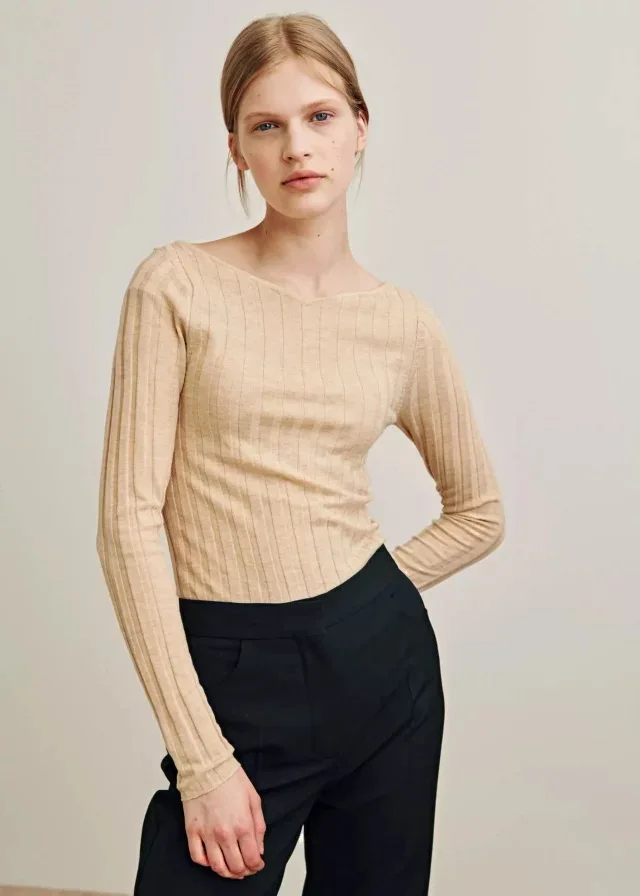 Женский свитер Ранняя весна двухцветный базовый женский свитер - Цвет: Camel