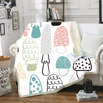 

Cute Sherpa Blanket Colorful Mushroom Bed Blanket for Sofa Bedspread Velvet Plush Microfiber Warm Blanket for Kids Boys Women