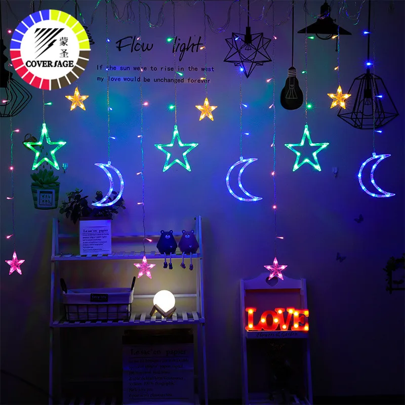 

Coversage Christmas Led Indoor Star Fairy String Lights Curtain Girnaldas Christmas Tree Decoration Garden Outdoor Decorative