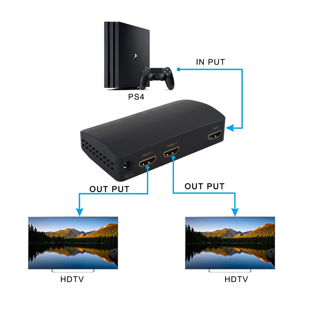 Divisor Hdmi 1x2 Hdcp 2.2 Hdr 4k Saída 4k 60hz Suporte de Cascata Uhd Edid para Ps4 - Imagem 3