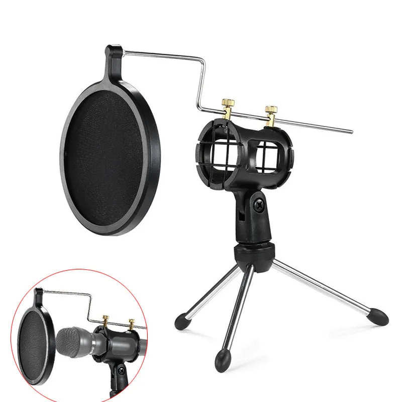 

Mobile Phone K Song Only Tripod Microphone Desktop Stand Sing along Recording Holder of Microphone with Pop Filter
