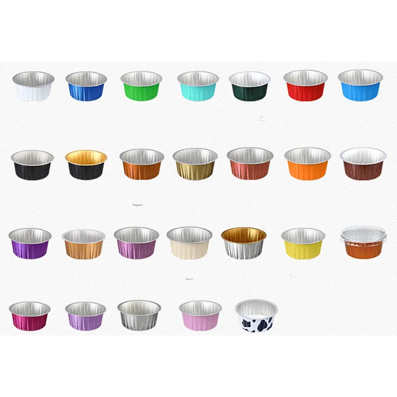 50pcs 125ml round cake baking mold aluminum foil baking bowl pudding mousse tin paper cup party birthday wedding favor decor cup