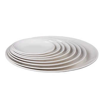 

Imitation Porcelain Melamine Plate Tableware Round Barbecue Plate Resin Plastic Disc Plate Commercial Large White Meal Plate