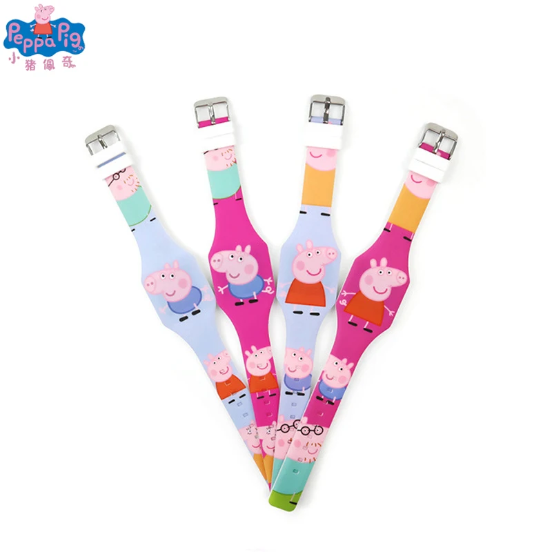

Peppa Pig Watch Electronic LED Luminous Watch PVC Material Strap Cartoon Anime Figure Kids Toys for Children Birthday Gift P15
