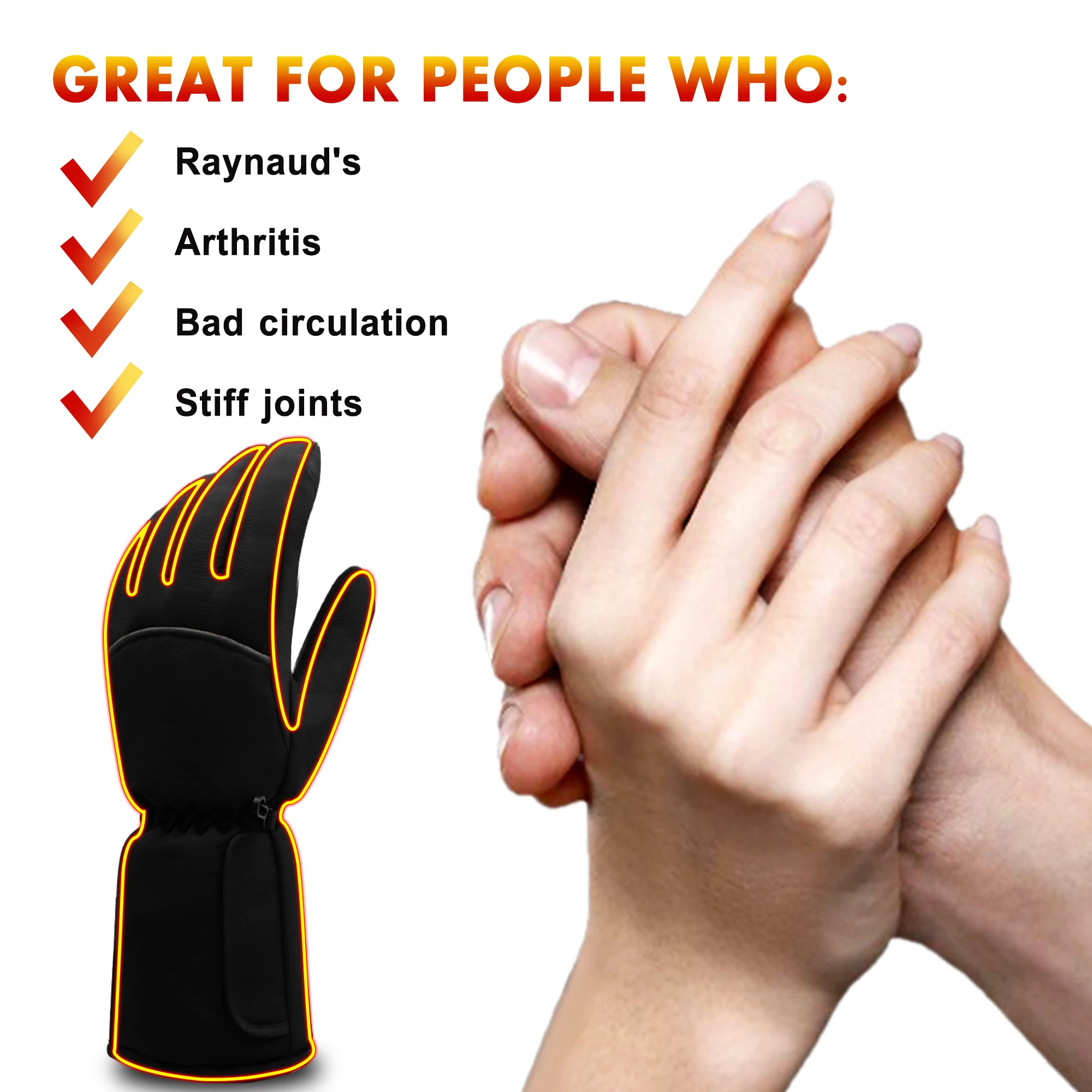 Winter Heated Gloves for Men and Women Hand Warmer Thermal Heating Gloves Water-resistant for Winter Outdoor Indoor Activites