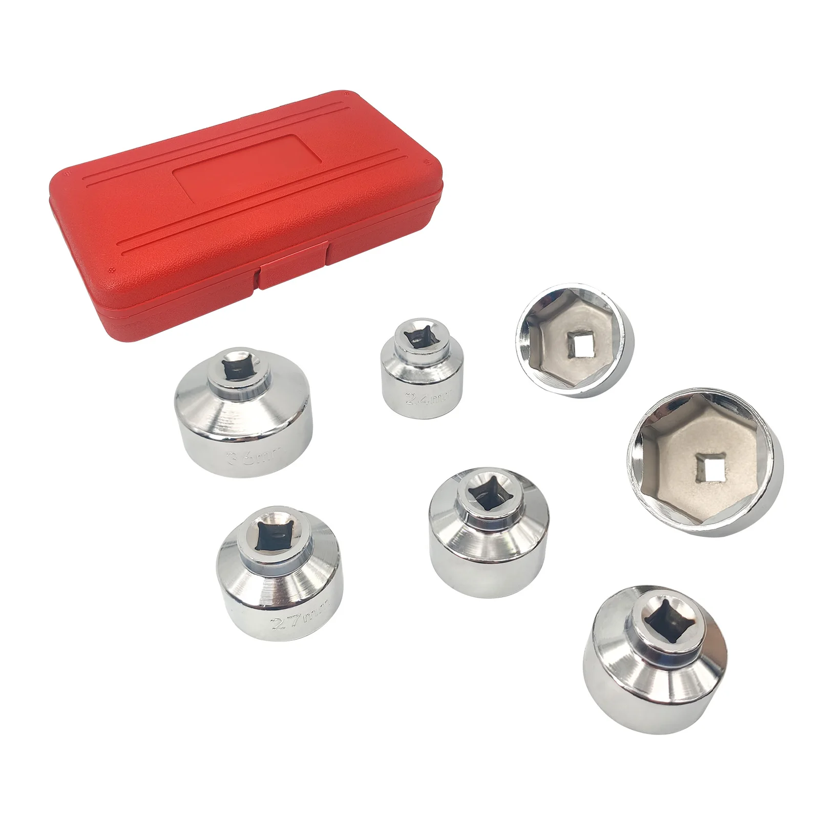 7 Pieces 3/8'' Oil Filter Cap Wrench Socket Set Tool Kit, 24 27 29 30 32 36 38mm Replacement for Mercedes Benz VW BMW