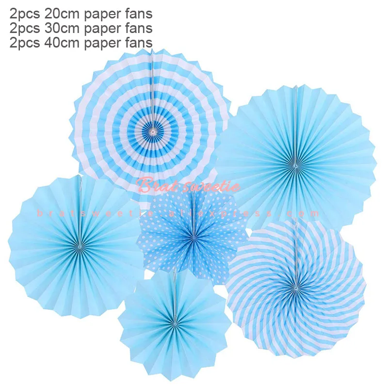 6pc blue fan 12 шт./компл. золото черные вечерние висит Бумага вентиляторы Год Вечерние Потолочные Подвесные Украшения для взрослых 30th День рождения украшения поставки - Цвет: 6pc blue fan