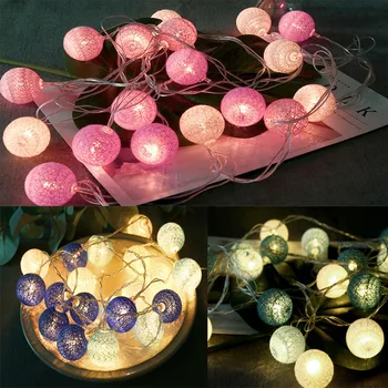 

20 LEDs Cotton Ball String Lights for Outdoor Decoration Wedding Holiday Garland Christmas Globe Lighting Chain dropshipping