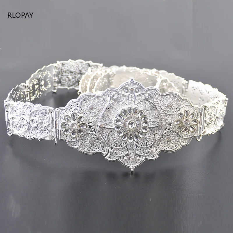 

New Caucasus Design Gloden Belt For Women Shining Silver Waist Chain For Abaya Moroccan Jewlry Fashion